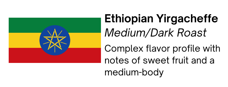 Ethiopian Yirgacheffe - Medium/Dark Roast